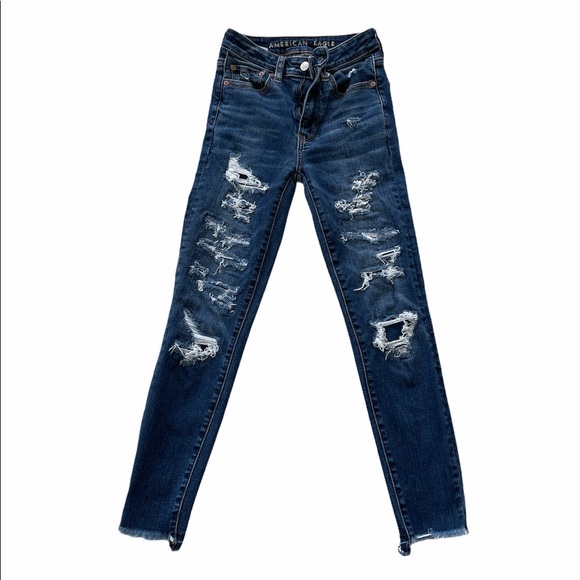 American Eagle super high rise jegging SZ 00 Short jeans - Picture 2 of 8